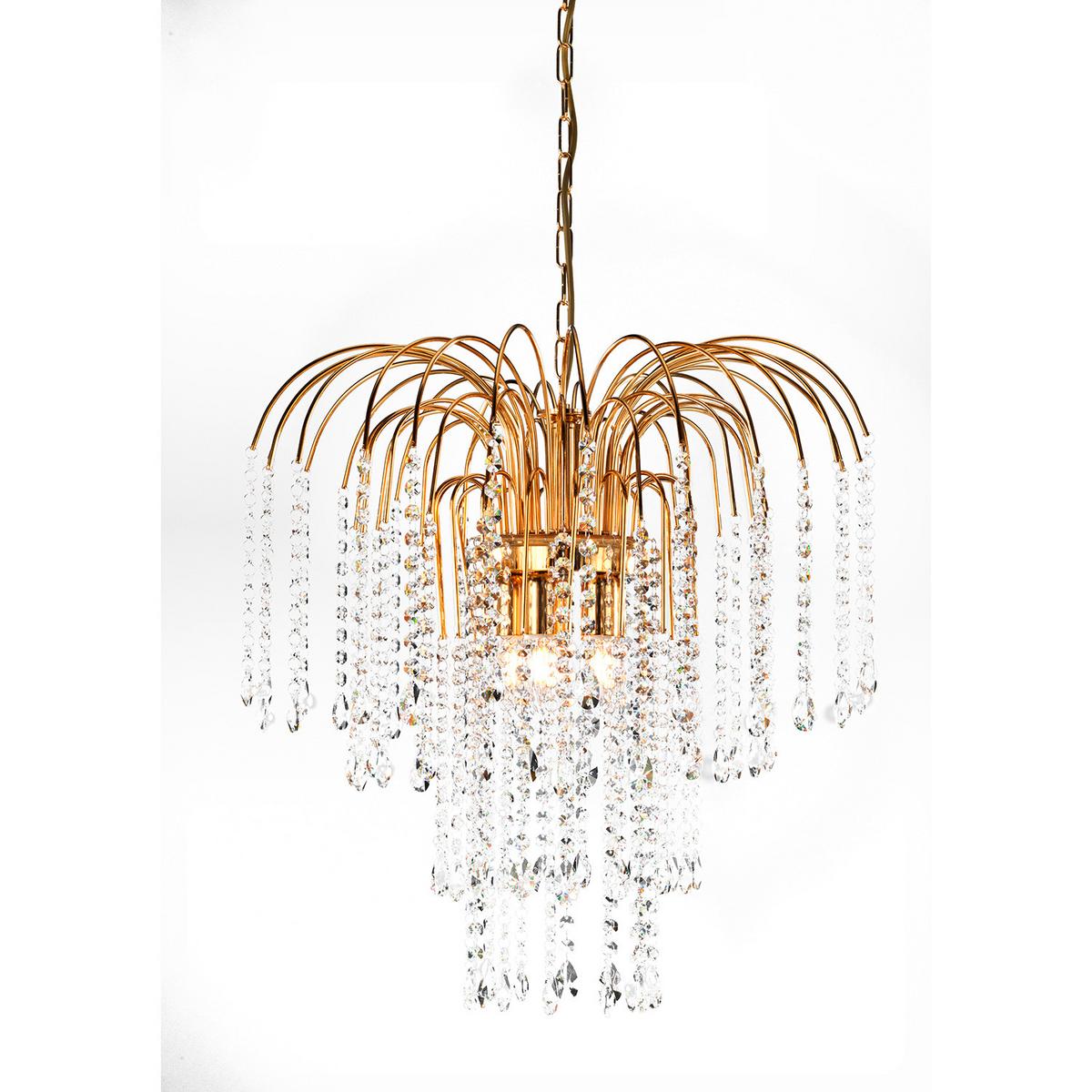 Kristall-Hängeleuchte 4698/Goro - Goldfarben, KONVENTIONELL, Glas/Metall (50/110cm)