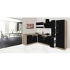 Eckküche Economy mit Geräten 172 cm Schwarz/Eichefarben - Eichefarben/Schwarz, Basics, Glas/Holzwerkstoff (172/310cm) - Respekta