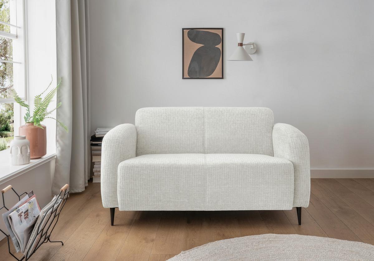 2-Sitzer-Sofa Marone Weiß B: 140cm - Schwarz/Weiß, MODERN, Textil (140/76/90cm) - Livetastic