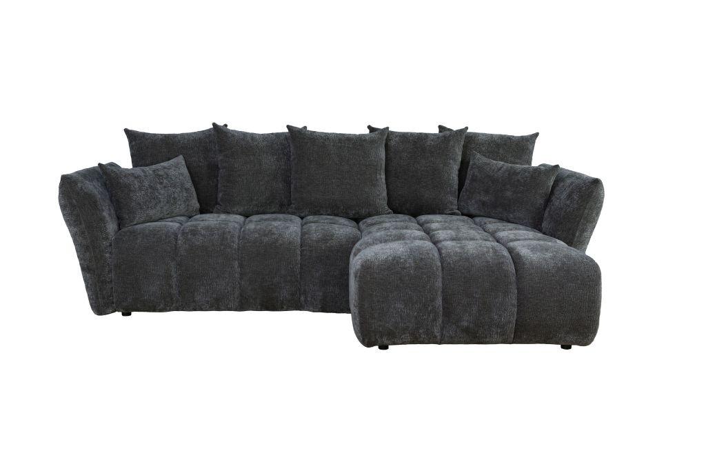 Univerzálna sedačka CAMMELLIO, grafitová ženilka, 7 vankúšov - čierna/grafitová, Modern, textil (296/189cm) - Mömax