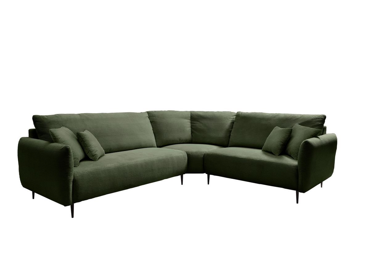 Ecksofa Vanilla Dunkelgrün S: 294x256 cm - Dunkelgrün/Schwarz, Design, Textil (294/256cm) - Livetastic