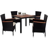Gartengarnitur Moa 5-Teilig Kunststoff U. Holz mit Kissen - Beige/Creme, MODERN, Holz/Kunststoff - Ondega