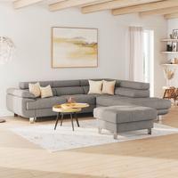 Ecksofa mit Schlaffunktion & Bettkasten Savona Taupe - Taupe, MODERN, Textil (270/230cm) - Ondega