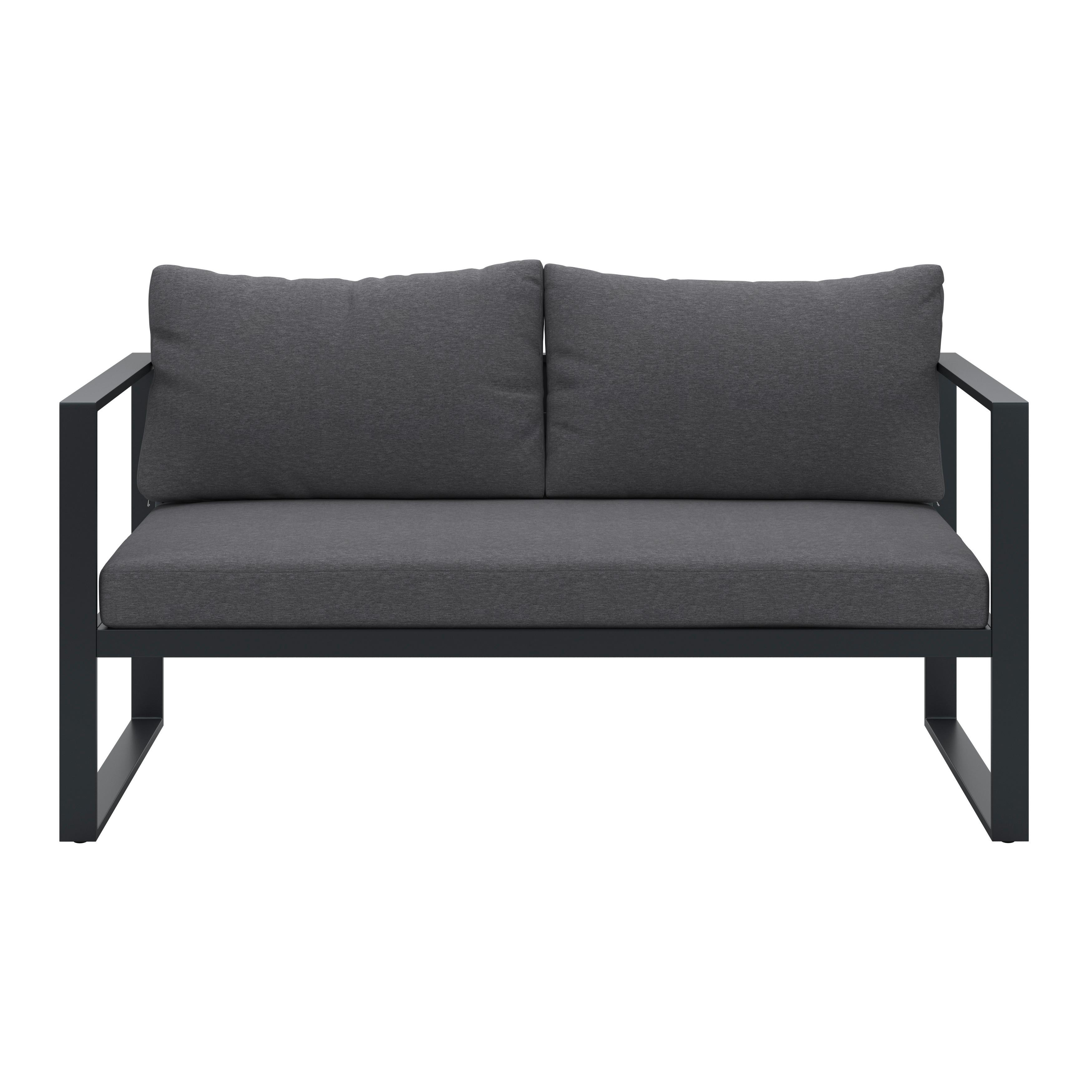 Loungegarnitur Brest - Anthrazit, MODERN, Textil/Metall (134/63/76cm) - Beldano