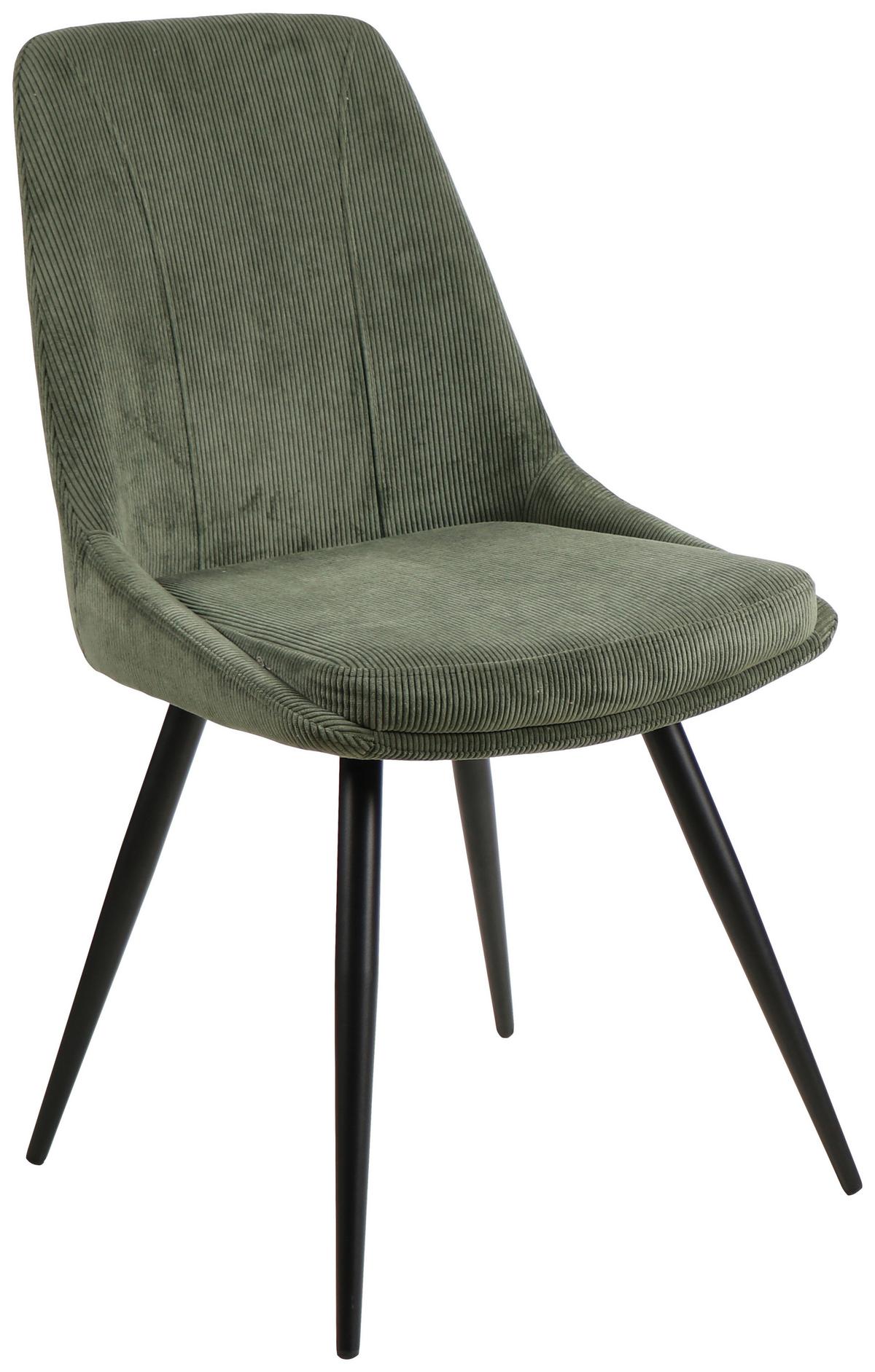 Esszimmerstuhl Corinna Grün Gepolstert - Schwarz/Grün, MODERN, Holz/Textil (49/88/59cm) - MID.YOU