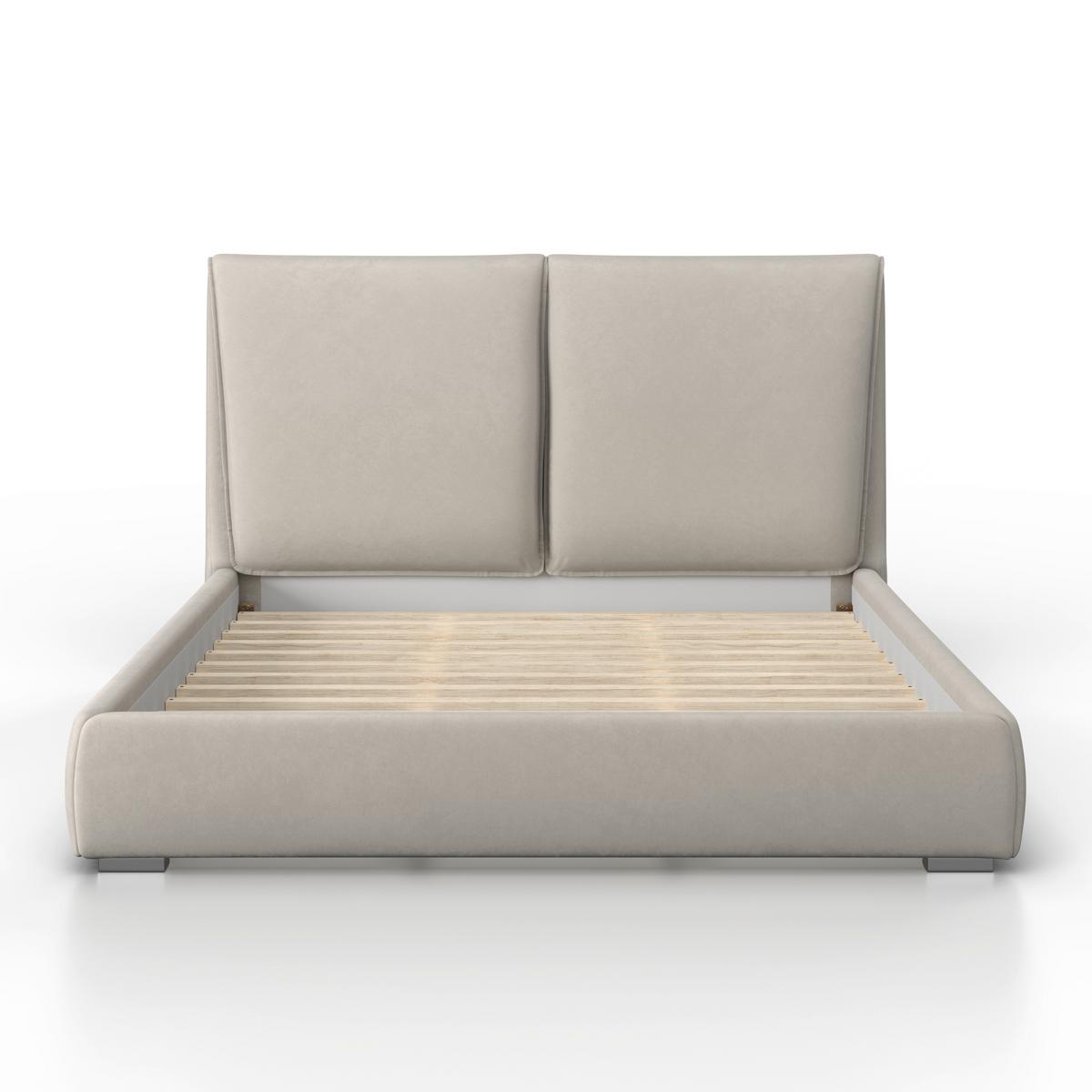 Čalouněná postel SOPHIE 180x200, béžová - barvy stříbra/světle šedá, Moderní, kov/dřevo (180/200cm) - Bessagi Home