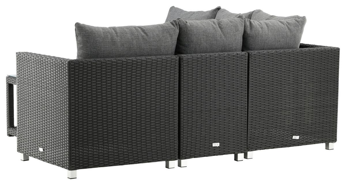 Loungegarnitur Vamos - Schwarz/Grau, KONVENTIONELL, Glas/Kunststoff - Gardenson