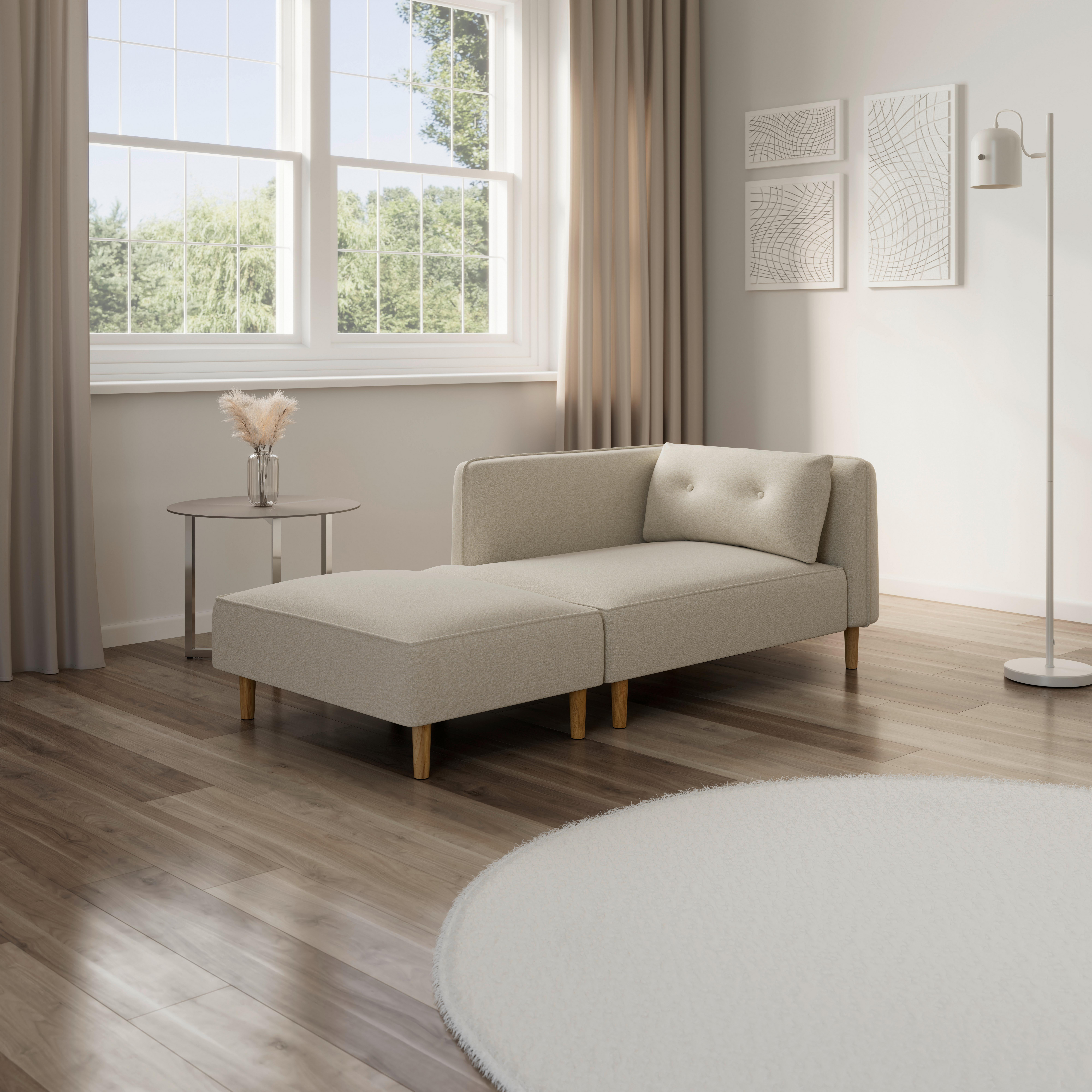 Pohovka FANNY, šedavě hnědá - přírodní barvy/šedavě hnědá, Moderní, dřevo/textil (154/55/73cm) - Bessagi Home