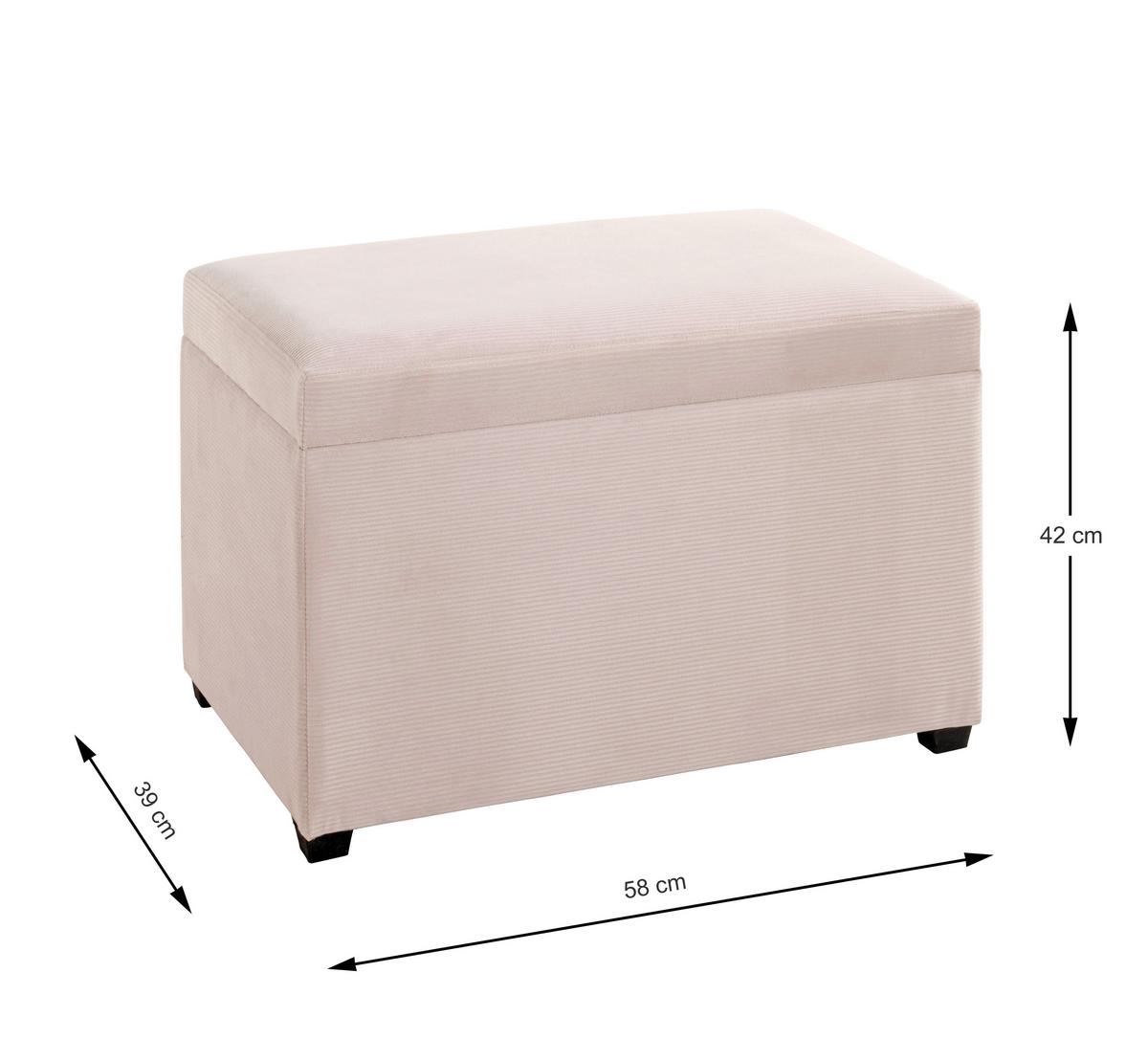 Lavica s úložným priestorom Conny, krémová, š: 58 cm - čierna/krémová, Design, kompozitné drevo/textil (58/42/39cm)