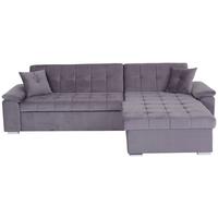 Ecksofa mit Schlaffunktion Keaton + Bettkasten, Grau - Grau, Basics, Textil (263/169cm) - Livetastic