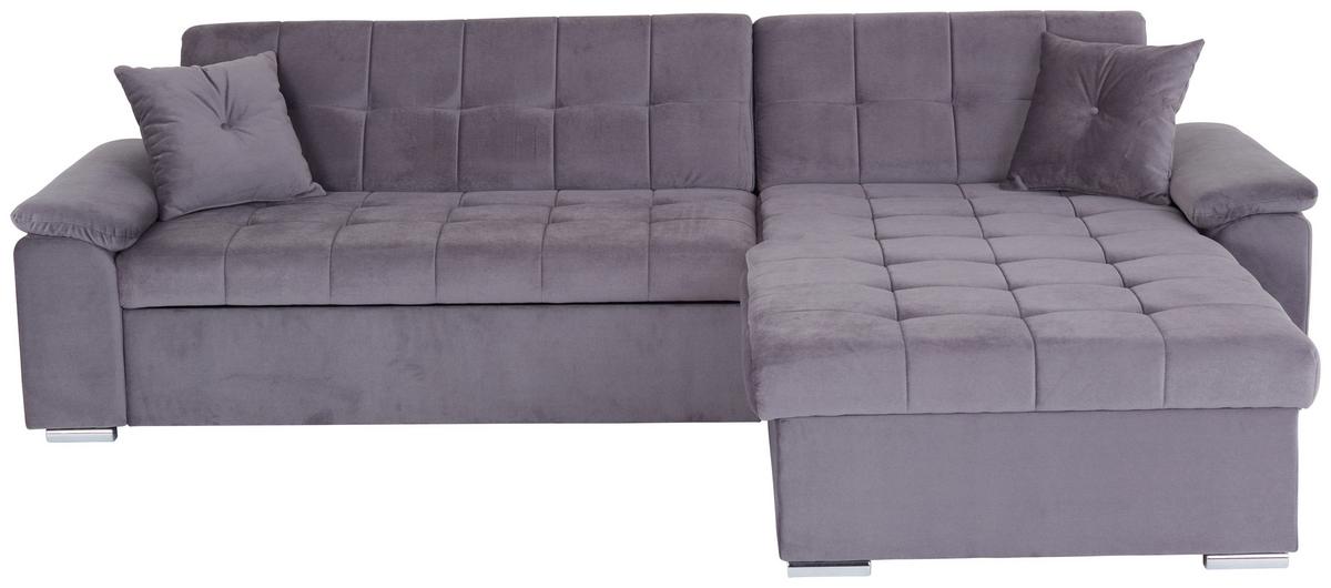 Ecksofa mit Schlaffunktion Keaton + Bettkasten, Grau - Grau, Basics, Textil (263/169cm) - Livetastic