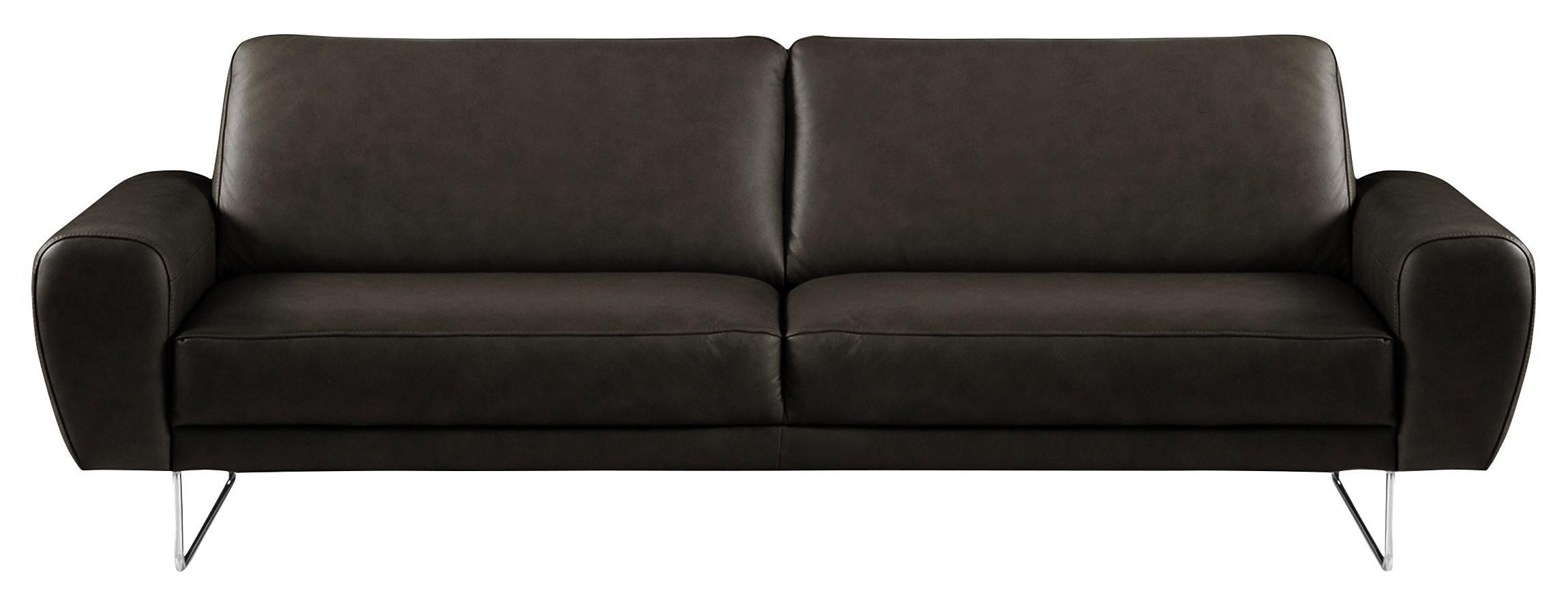 3-Sitzer-Sofa Spring Schwarz Chrom B: 207 cm - Chromfarben/Schwarz, Design, Leder (207/85/92cm) - Livetastic