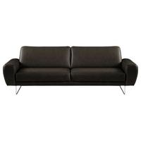 3-Sitzer-Sofa Spring Schwarz Chrom B: 207 cm - Chromfarben/Schwarz, Design, Leder (207/85/92cm) - Livetastic