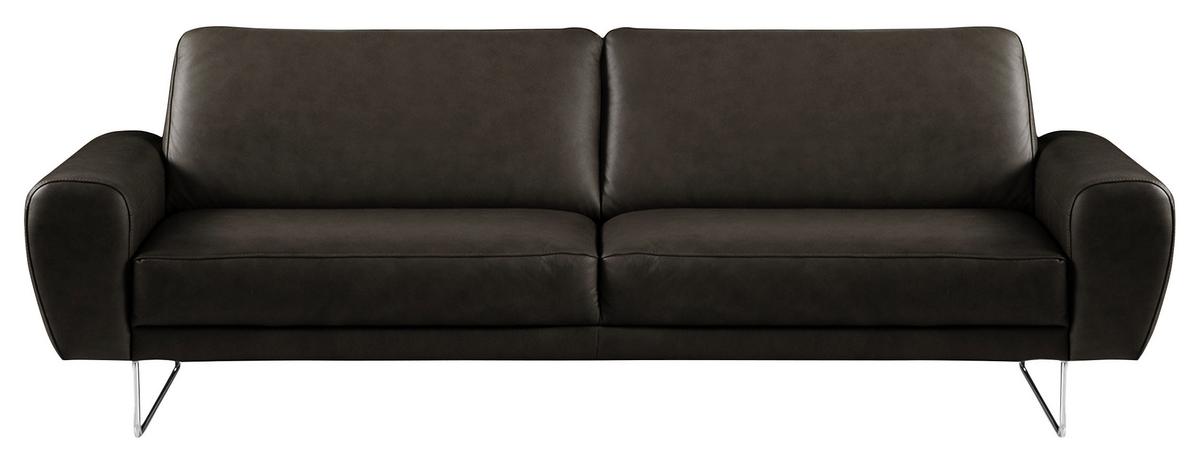 3-Sitzer-Sofa Spring Schwarz Chrom B: 207 cm - Chromfarben/Schwarz, Design, Leder (207/85/92cm) - Livetastic