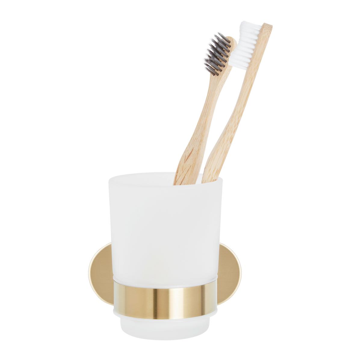 Držák na zubní kartáček OREA GOLD - barvy zlata, Lifestyle, kov/sklo (10/9,5/10cm) - Mömax