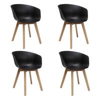 Armlehnstuhl-set Noan - Schwarz/Naturfarben, MODERN, Holz/Kunststoff (60/78,5/44cm) - MID.YOU