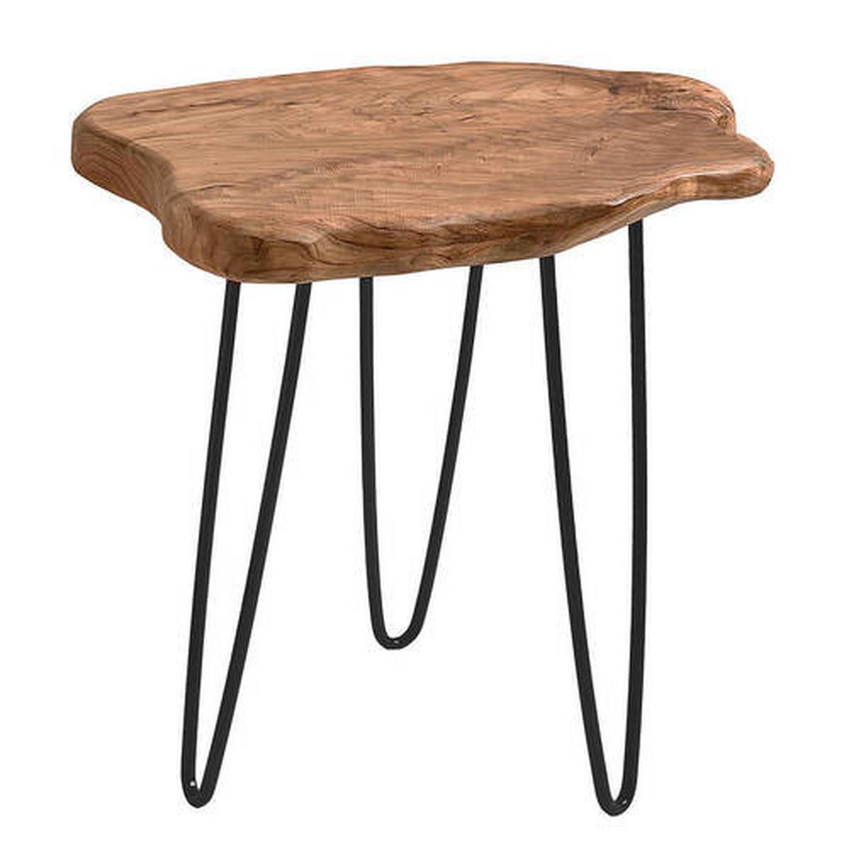 Beistelltisch mit Holzplatte Woody, Naturfarben - Naturfarben, Natur, Holz/Metall (40/45/52cm) - Kayoom