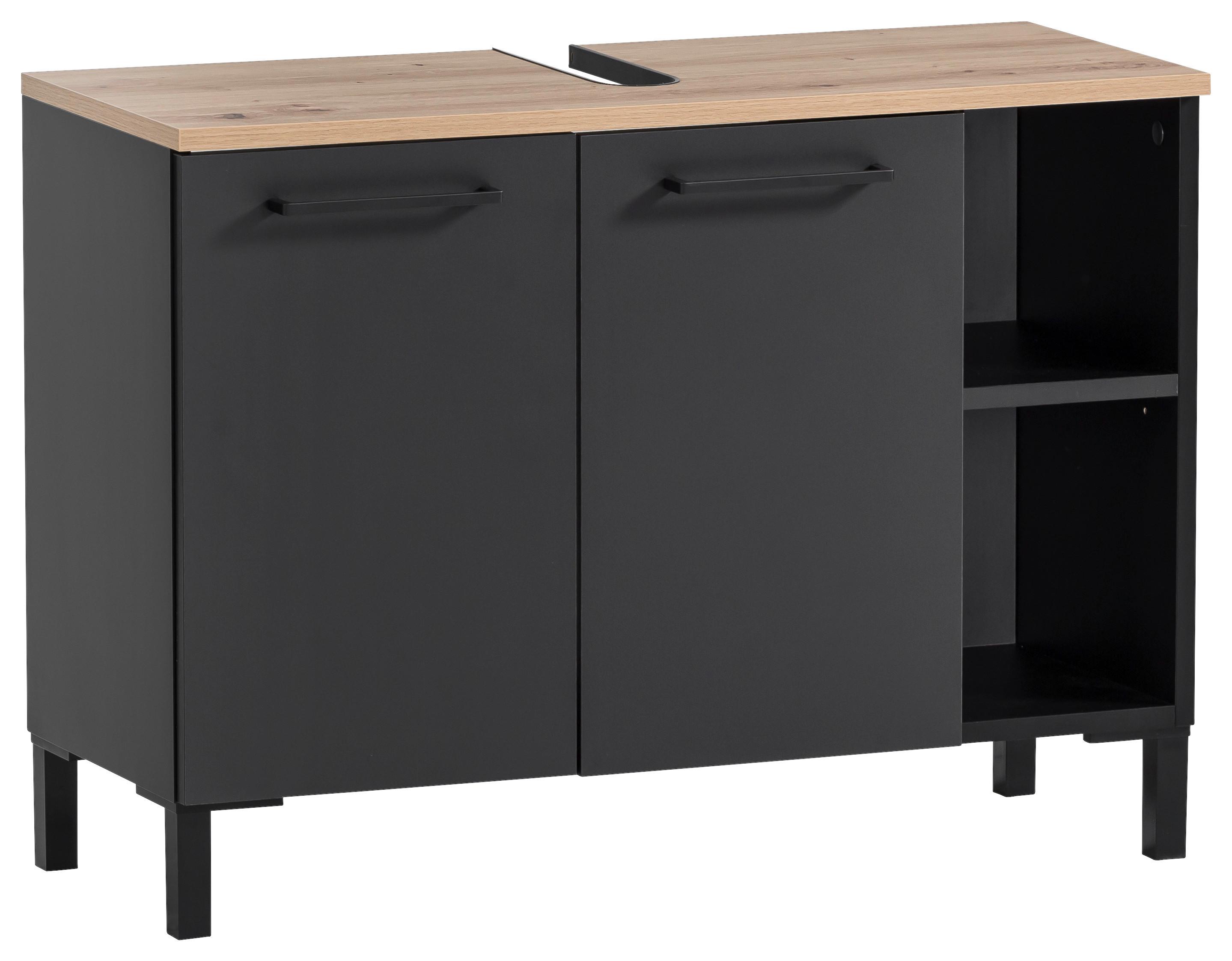 Waschbeckenunterschrank Malte Wbu 800 - Schwarz/Eiche Artisan, MODERN, Holzwerkstoff (79,8/58,3/32cm) - MID.YOU