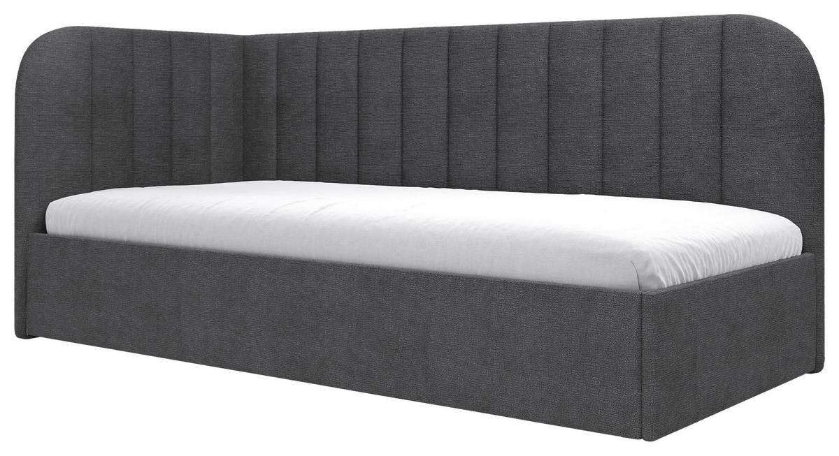 Polsterbett Millow Links Dunkelgrau Lf: 90x200 Cm - Dunkelgrau/Schwarz, MODERN, Holz/Holzwerkstoff (90/200cm) - MID.YOU