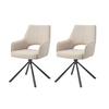 Armlehnstuhl-Set Jana Creme B: 57 cm - Creme/Schwarz, MODERN, Textil/Metall (57/91/64cm) - MID.YOU