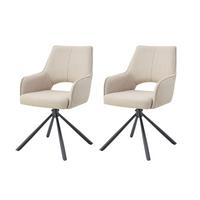 Armlehnstuhl-Set Jana Creme B: 57 cm - Creme/Schwarz, MODERN, Textil/Metall (57/91/64cm) - MID.YOU