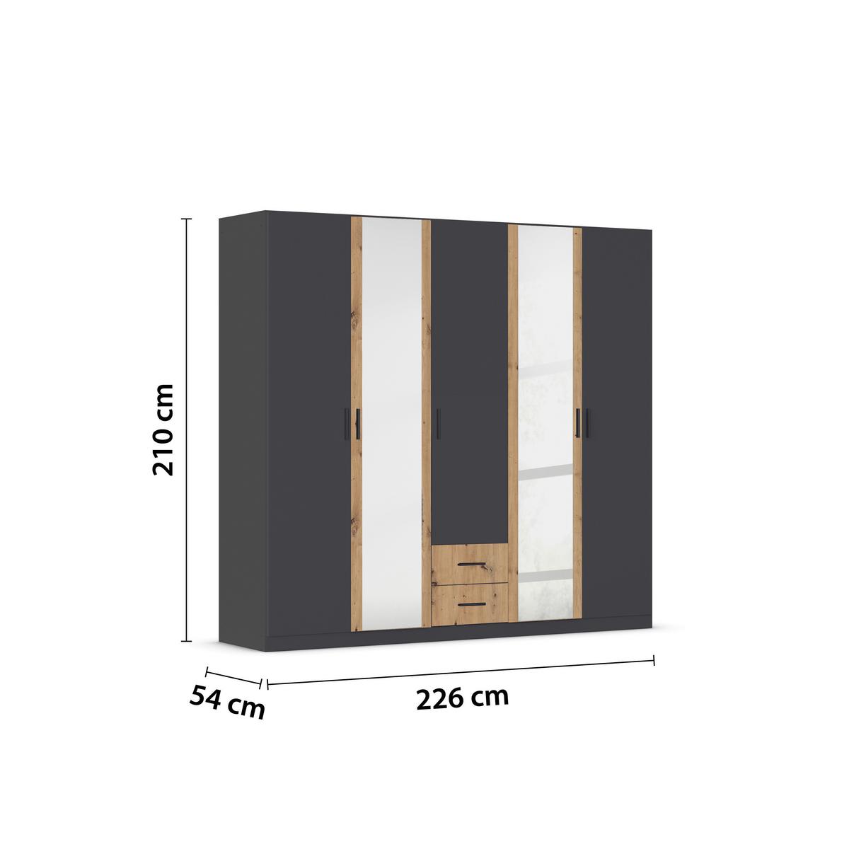 Kleiderschrank Despina - Eiche Artisan/Grau, KONVENTIONELL, Holzwerkstoff (226/210/54cm)