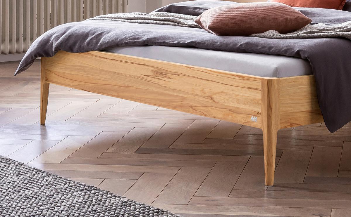 Bett Pistoia Buchefarben 140x200 Cm - Buchefarben/Hellgrau, KONVENTIONELL, Holz/Textil (140/200cm) - Hasena