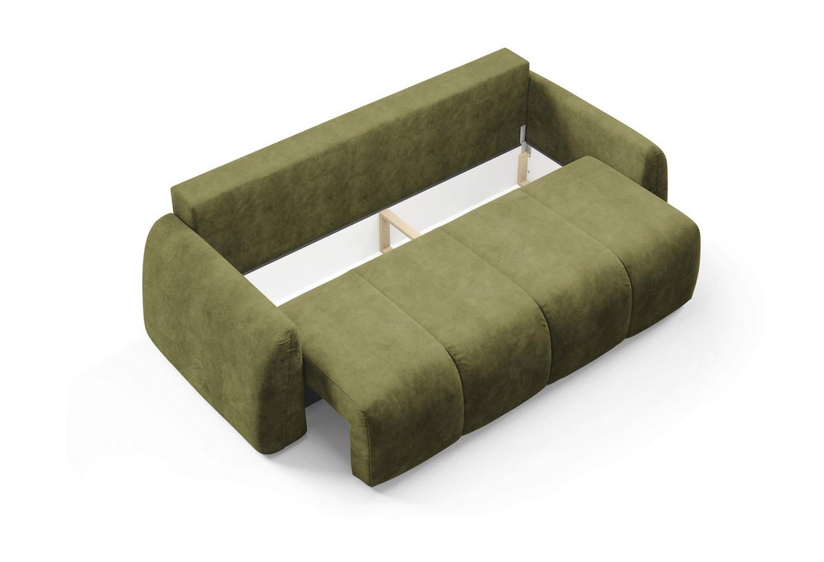 Schlafsofa Geronimo Olivgrün B: 252cm - Schwarz/Olivgrün, Design, Textil (252/93/167cm) - Livetastic