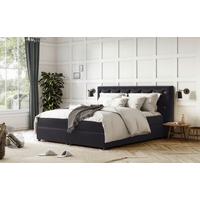 Boxspringbett Castle Schwarz Lf: 140x200 cm - Schwarz, Holzwerkstoff/Textil (180/200cm) - MID.YOU