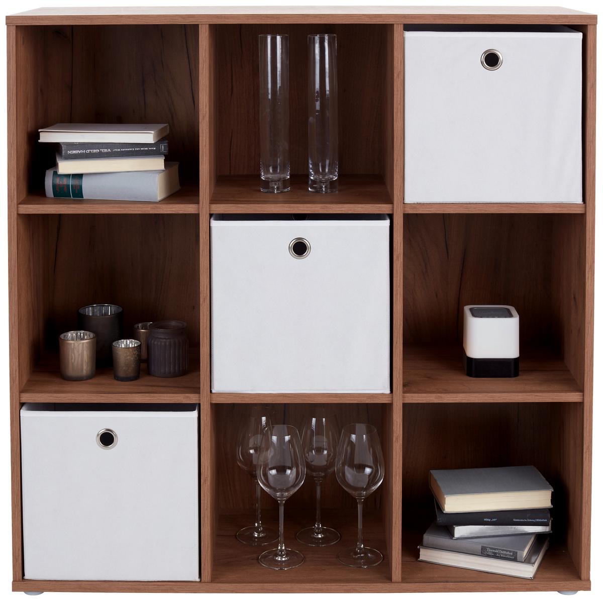 Regal Carlo CLR02 B 105,5cm, Eiche Dekor - Eichefarben/Grau, MODERN, Holzwerkstoff (105,5/107,3/35,5cm)