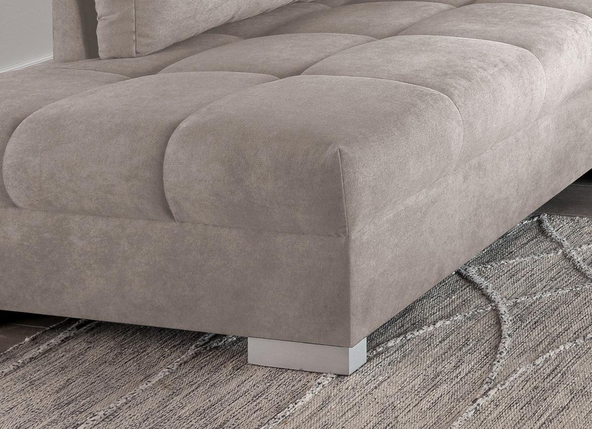Eckschlafsofa Alvito Taupe S: 202/298 Cm - Taupe/Silberfarben, Design, Textil (202/298cm) - MID.YOU