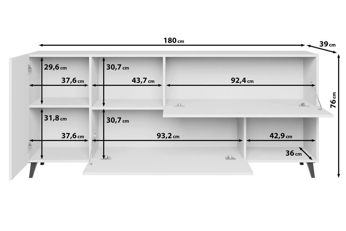 ŠIROKÁ KOMODA PHUKET SIDEBOARD 181 - čierna, Design, kompozitné drevo/plast (180/76/39cm) - P & B
