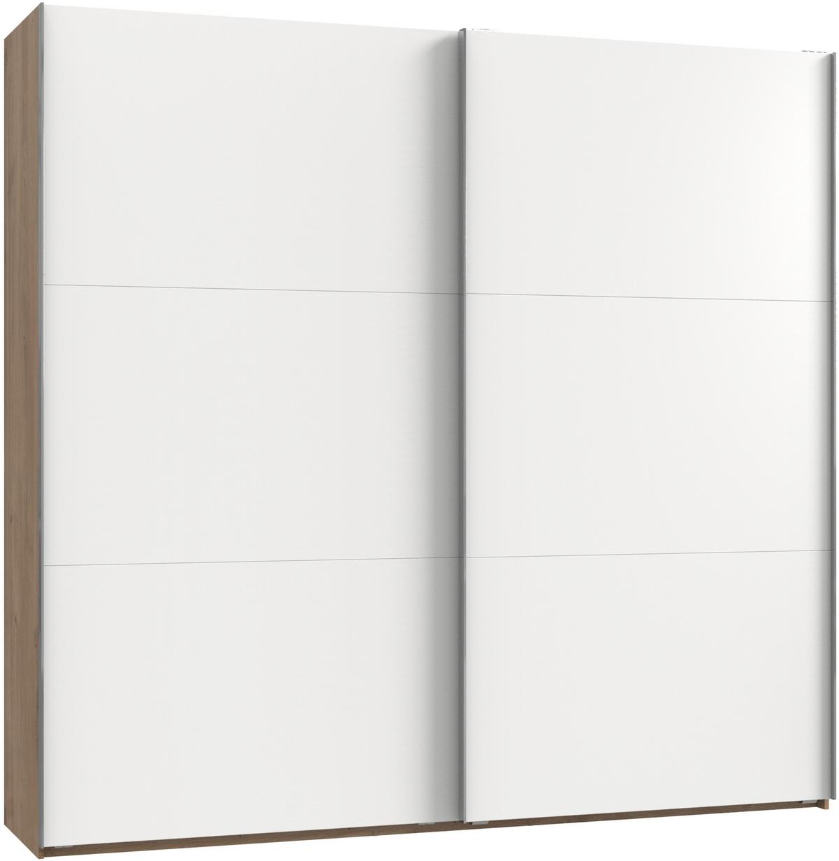 Schwebetürenschrank 250cm Level, Weiß/eiche Dekor - Eichefarben/Alufarben, MODERN, Holzwerkstoff (250/236/65cm) - MID.YOU