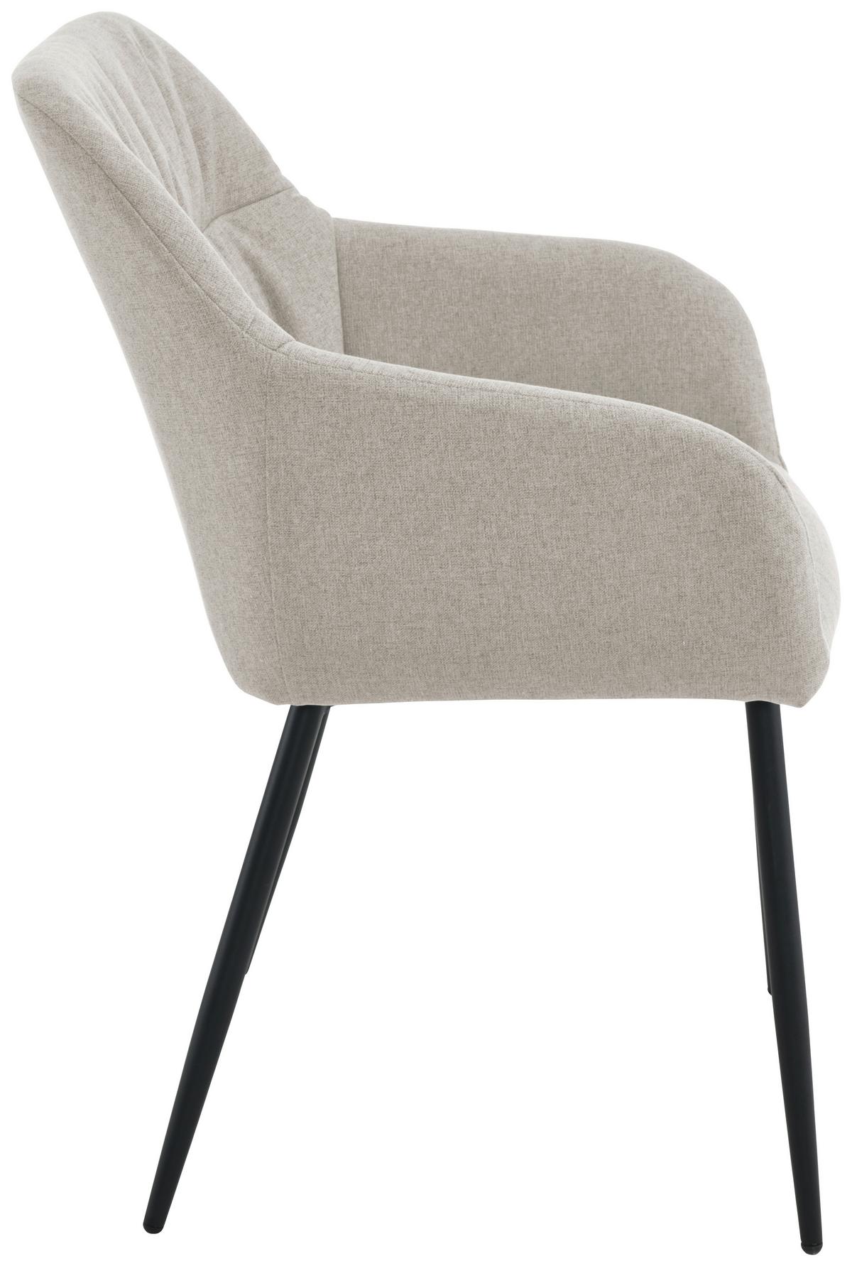 Armlehnstuhl Alessandro Webstoff Beige Gepolstert - Beige/Schwarz, MODERN, Holz/Textil (54/86/60cm) - Ondega
