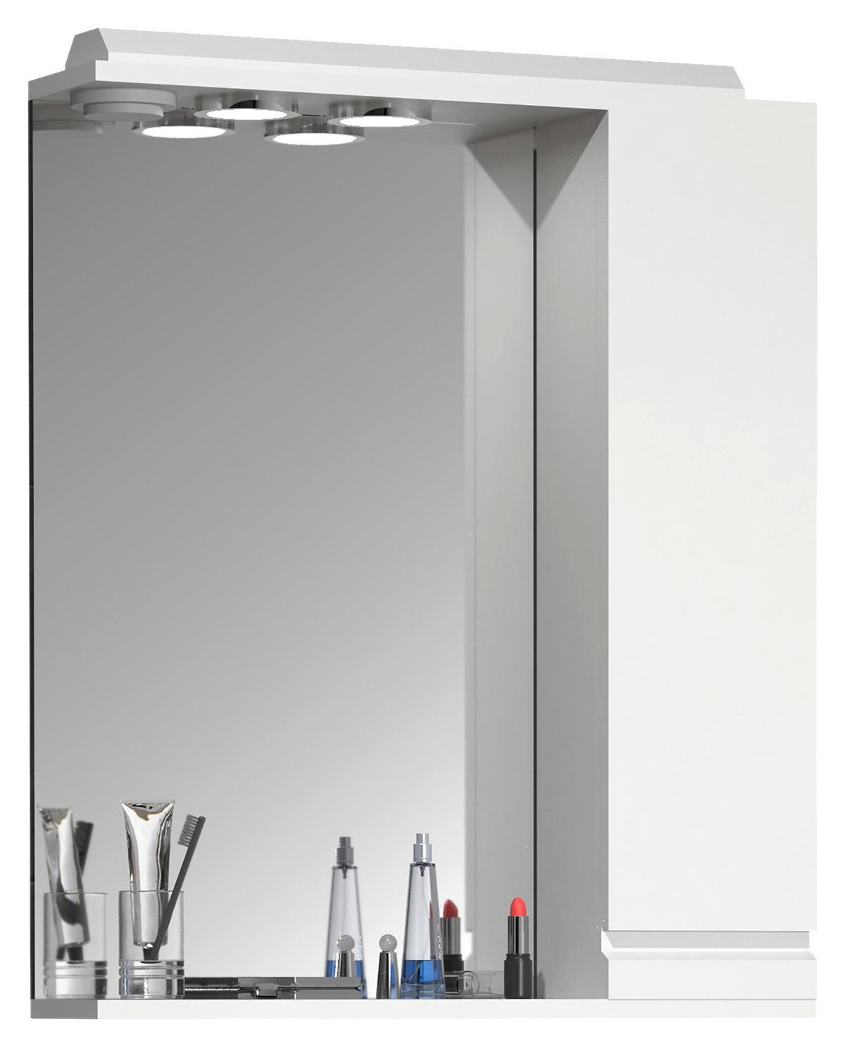 Spiegelschrank Silora L 1-Türig Bxhxt: 60x71x14 Cm - Weiß, MODERN, Glas/Holzwerkstoff (60/71/14cm) - MID.YOU