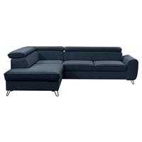 Rohová sedačka IDYLLA, levá tmavě modrá,úl.prostor,lůžko - černá/tmavě modrá, Design, kov/textil (200/250cm)