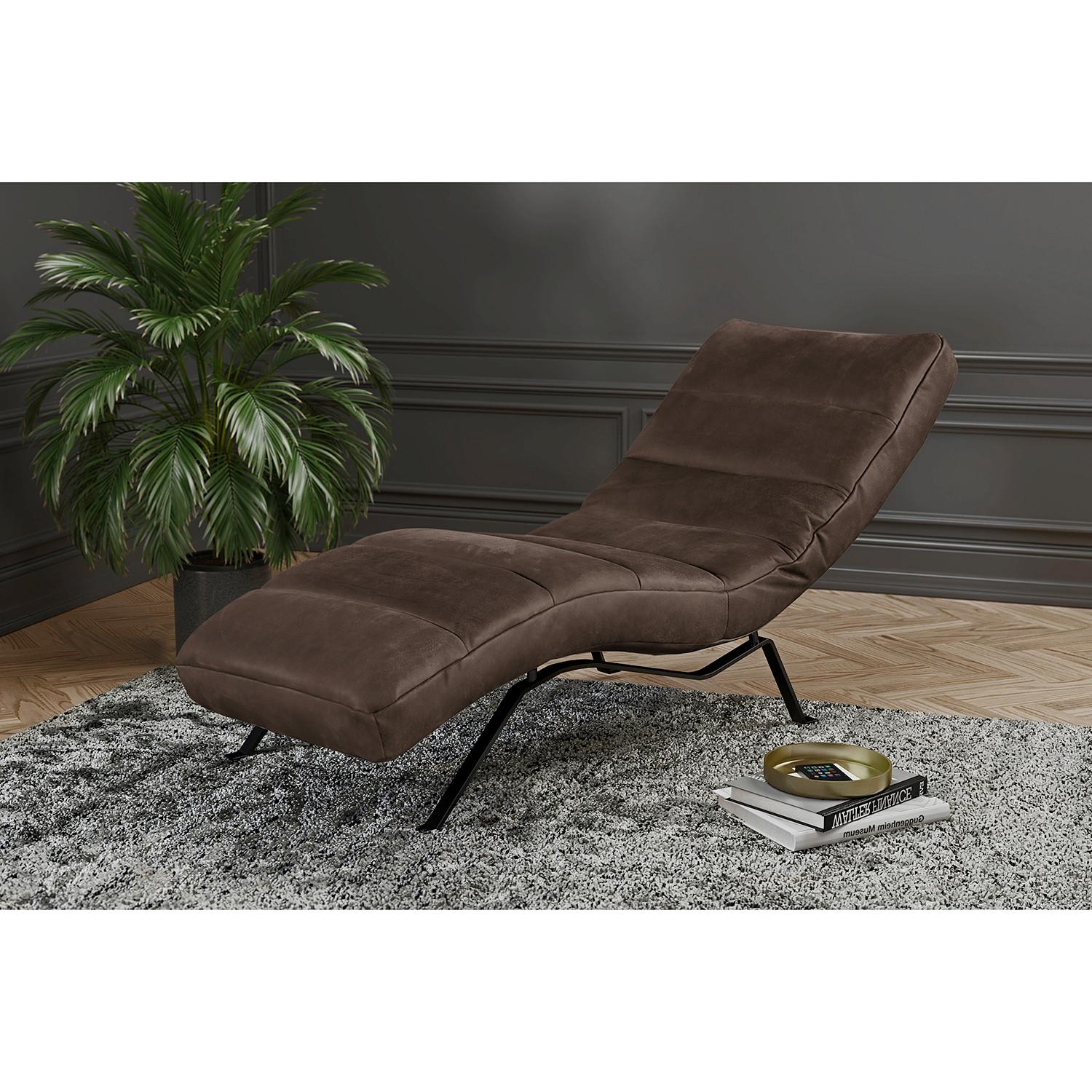 Relaxliege Swing Black Dunkelbraun B: 65 Cm - Dunkelbraun/Schwarz, Design, Leder (65/65-95/171cm) - Livetastic