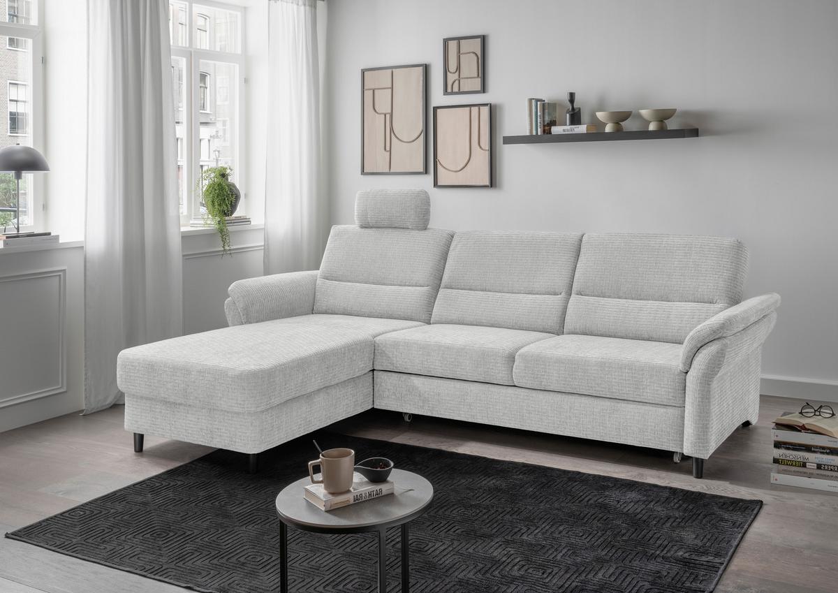 Ecksofa Cavoli, Weiß S: 176x279 cm - Schwarz/Weiß, MODERN, Textil (176/279cm) - Livetastic