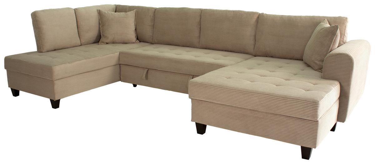 Wohnlandschaft Moritz Graubraun U-Form:178x324x155cm - Graubraun, Trend, Textil (178/324/155cm)