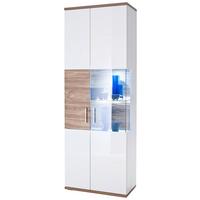 Vitrine Luzern B: 70 cm Weiß/Eichefarben - Eichefarben/Weiß, Design, Glas/Holzwerkstoff (70/199/37cm) - Livetastic