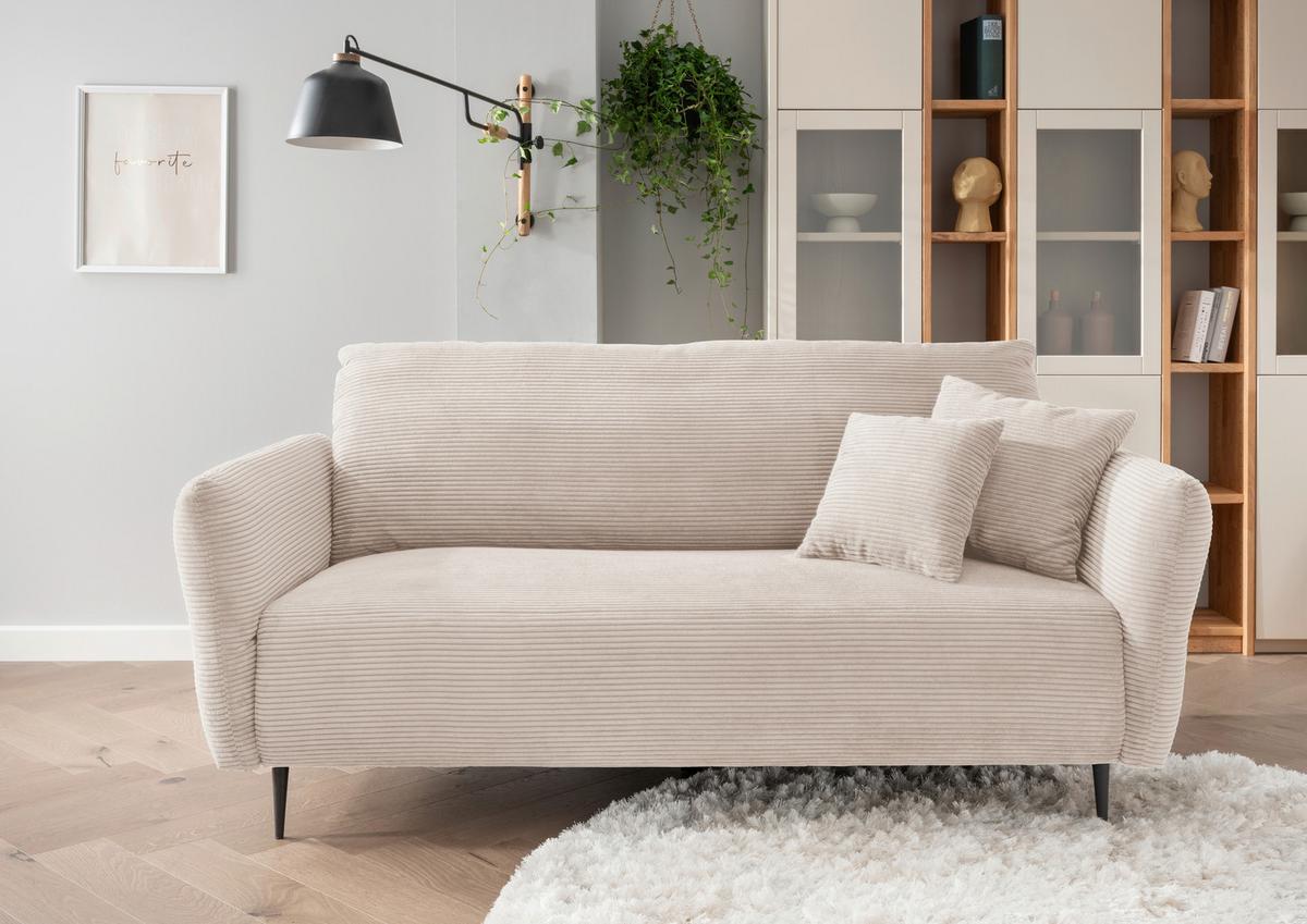 3-sitzer-sofa Vanilla Beige - Beige/Schwarz, Design, Textil (201/97/102cm) - Livetastic