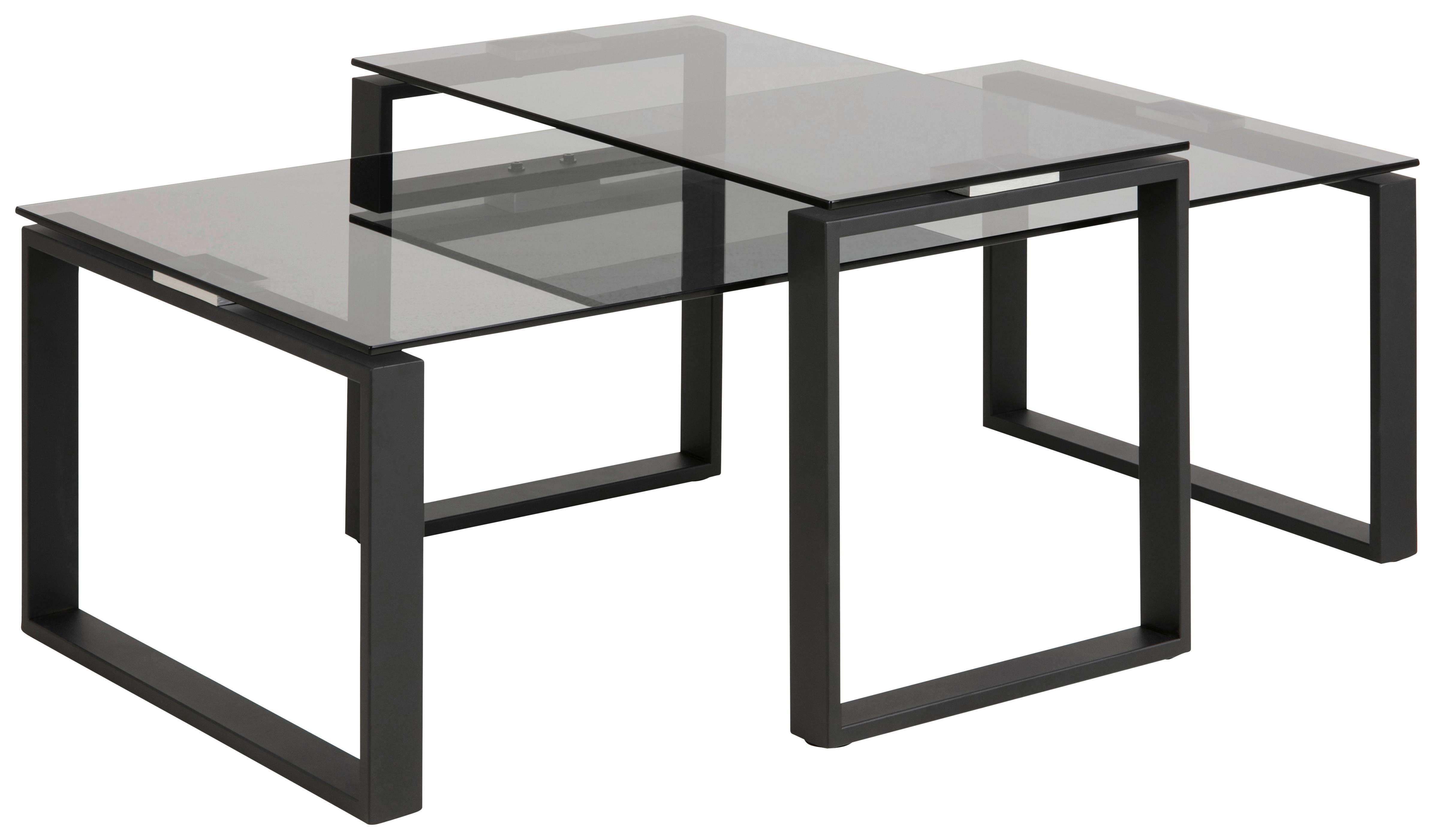 Couchtisch 2er-Set Mit Glasplatten Katrine Schwarz - Klar/Schwarz, Trend, Glas/Metall (115/55/45cm) - Livetastic