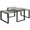 Couchtisch 2er-Set Mit Glasplatten Katrine Schwarz - Klar/Schwarz, Trend, Glas/Metall (115/55/45cm) - Livetastic
