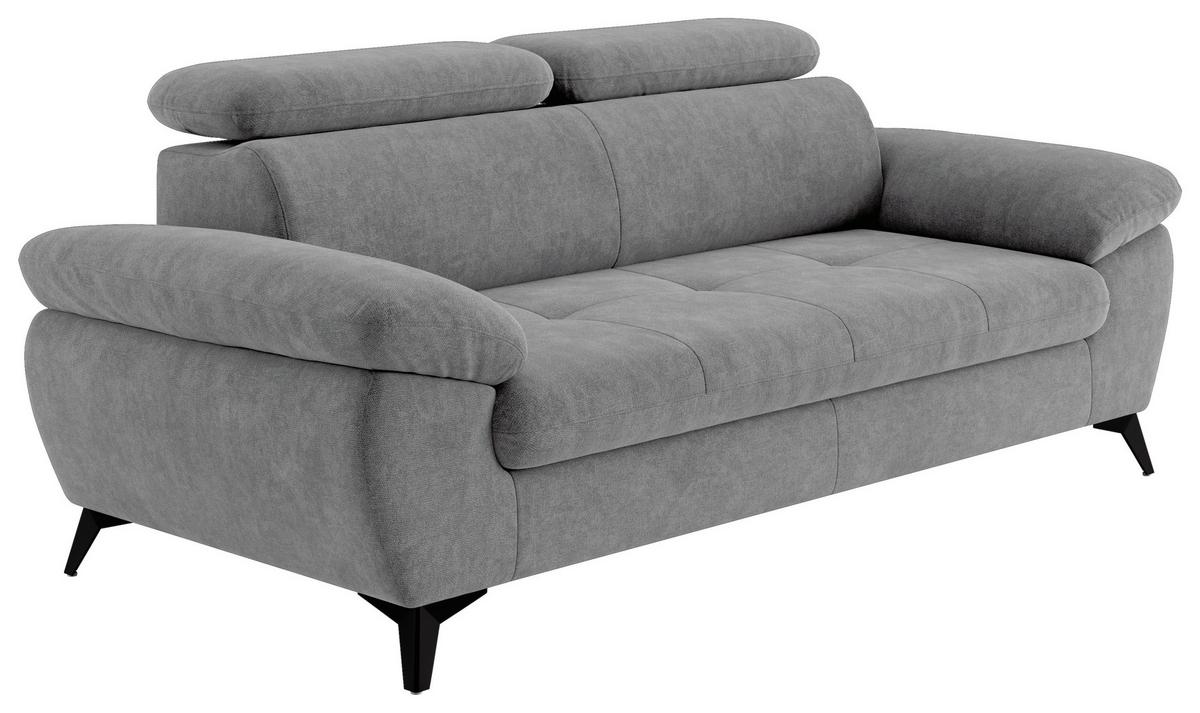 3-sitzer-sofa Hudson Grau B: 215 Cm - Schwarz/Grau, Textil (215/84/100cm) - MID.YOU