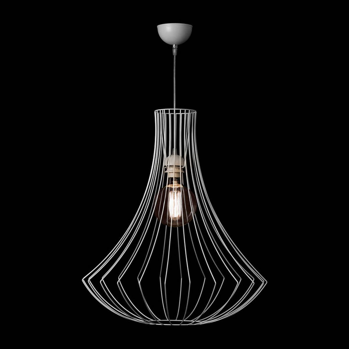 Hängeleuchte Chiara H: 60 cm 1-Flammig - Weiß, Trend, Metall (52/52/60cm) - Kayoom