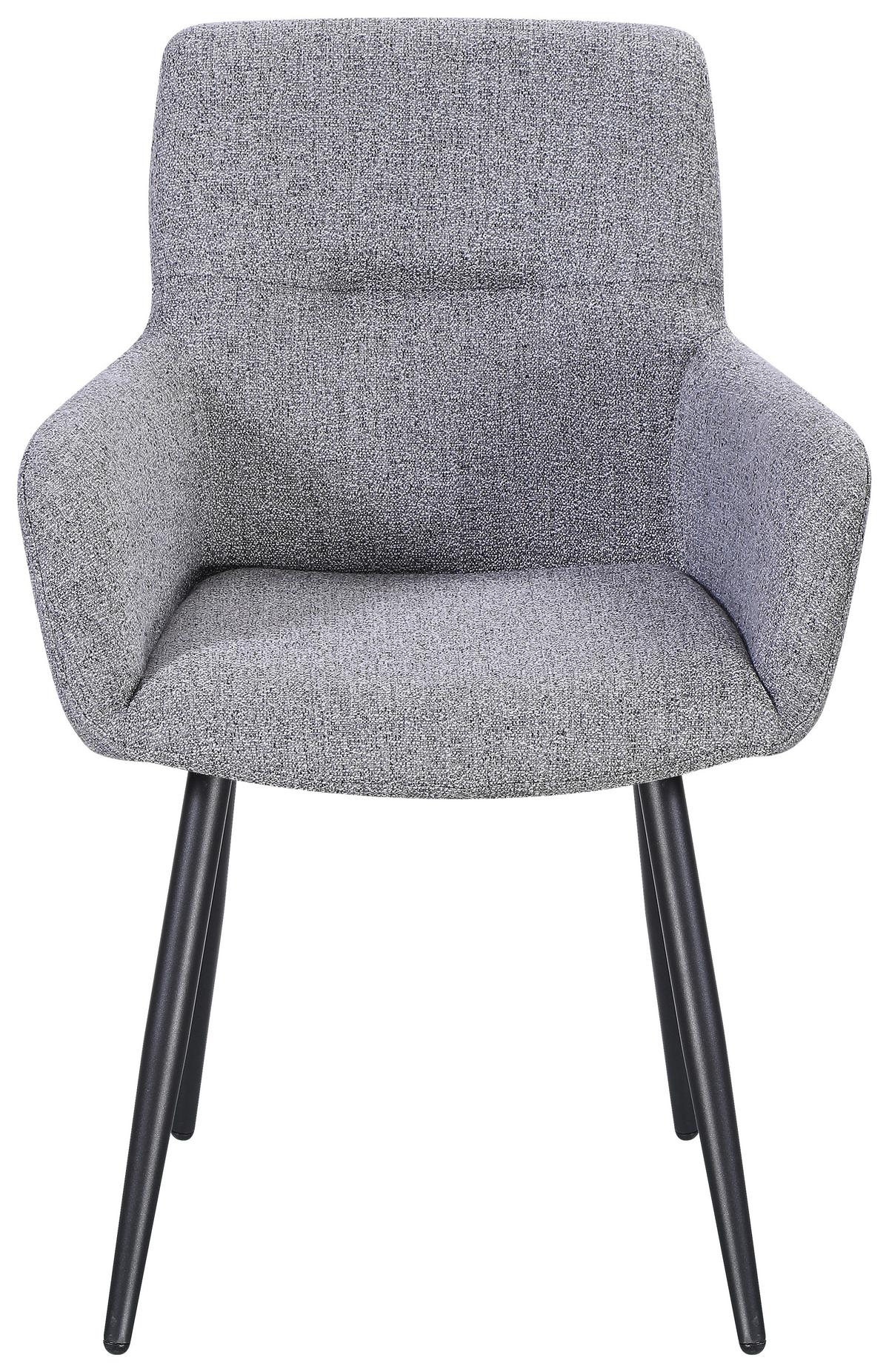 Esszimmerstuhl Edit Webstoff Grau - Schwarz/Grau, MODERN, Textil/Metall (61/88/60cm) - MID.YOU