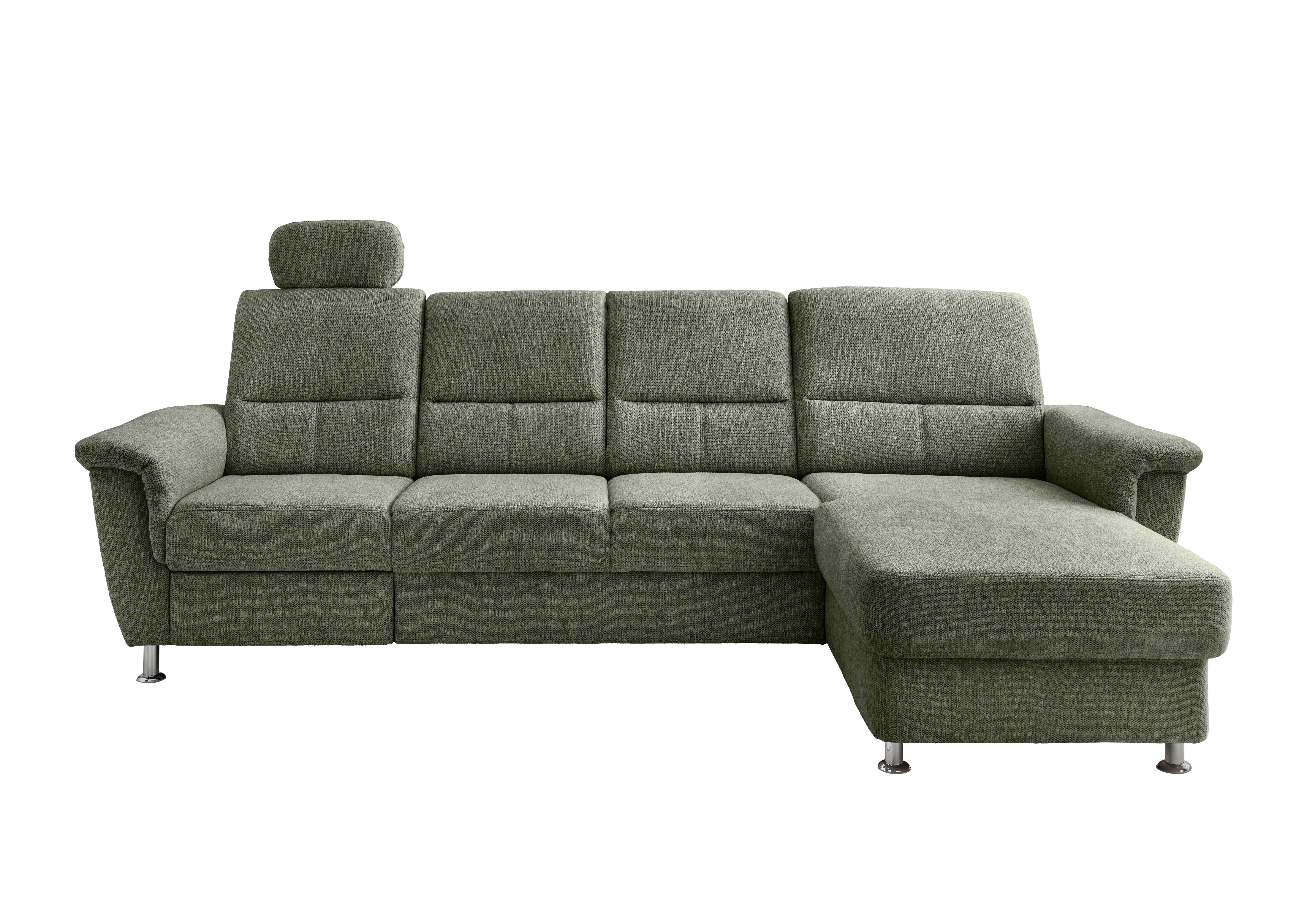 Ecksofa mit Relaxfunktion Parole Grün Chenille - Chromfarben/Grün, KONVENTIONELL, Textil (292/165cm) - Livetastic