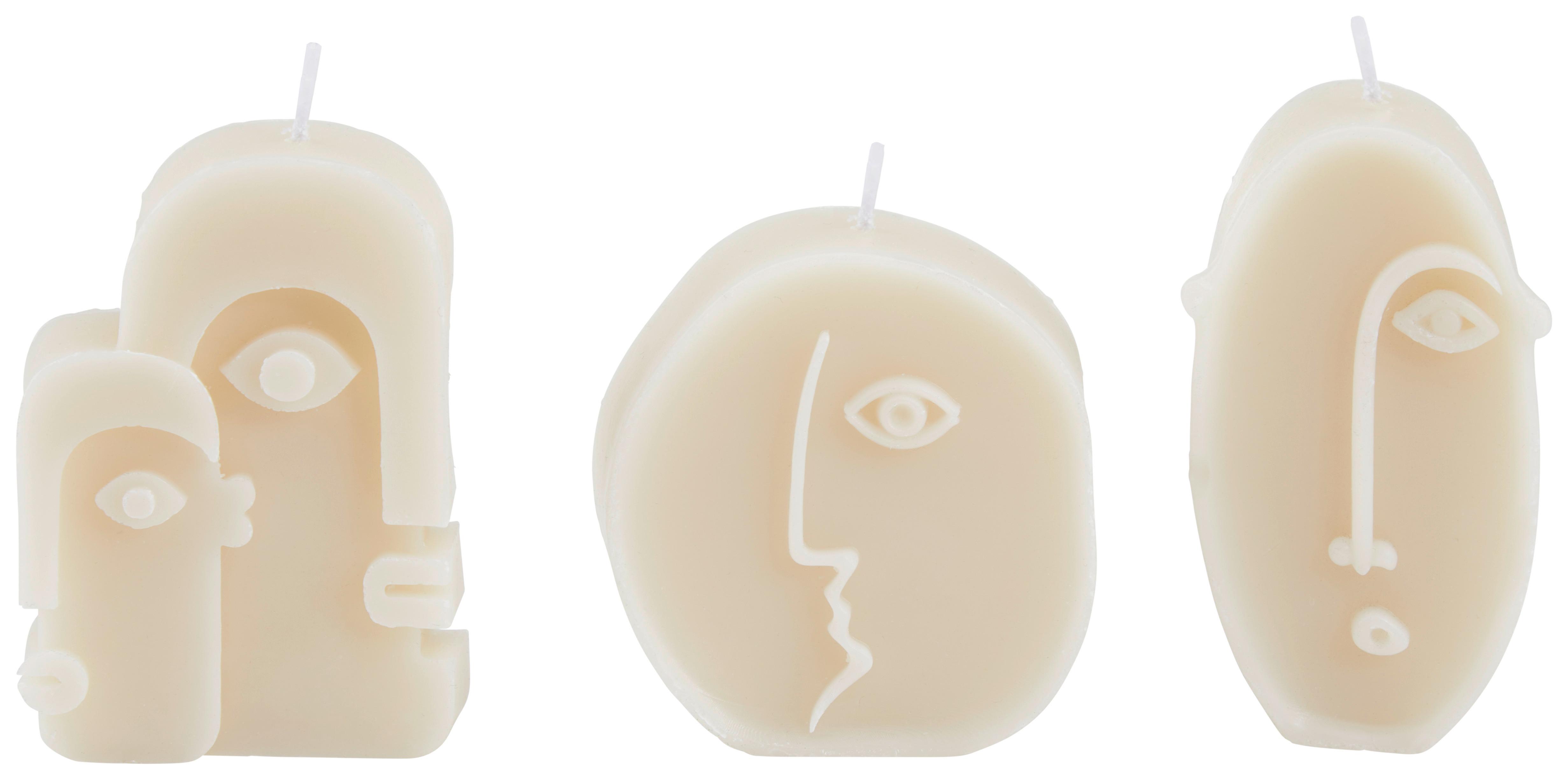 Kerzen Spencer Weiß Abstraktes Design - MODERN, Naturmaterialien (6,2/9,2/2,3cm) - Luca Bessoni