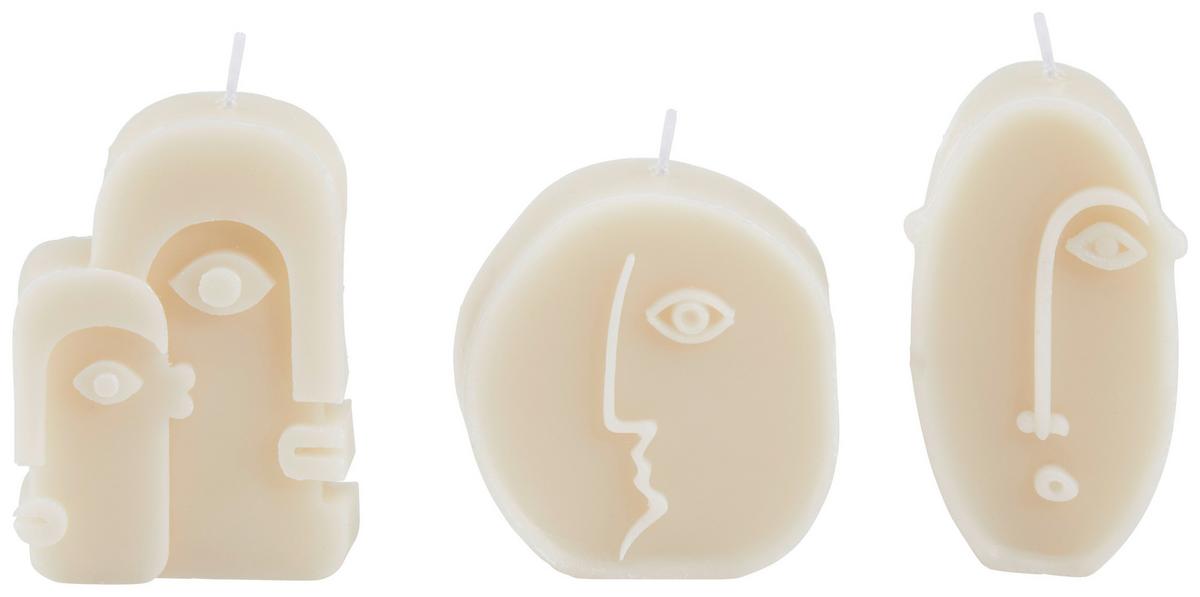 Kerzen Spencer Weiß Abstraktes Design - MODERN, Naturmaterialien (6,2/9,2/2,3cm) - Luca Bessoni