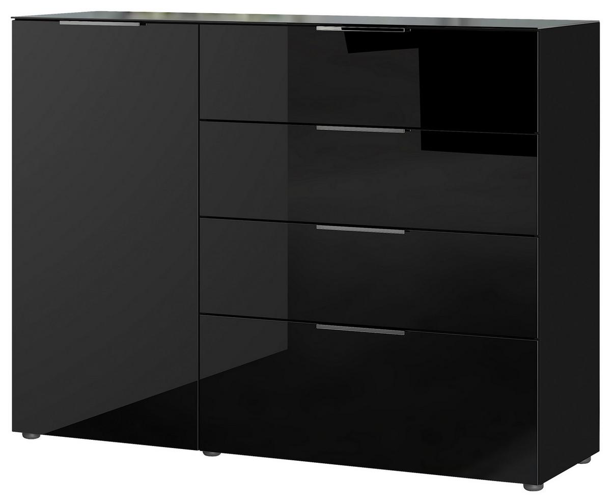 Sideboard mit Glasfronten B: 134 cm GW-Oakland, Schwarz - Schwarz, KONVENTIONELL, Glas/Holzwerkstoff (134/102/42cm) - Germania